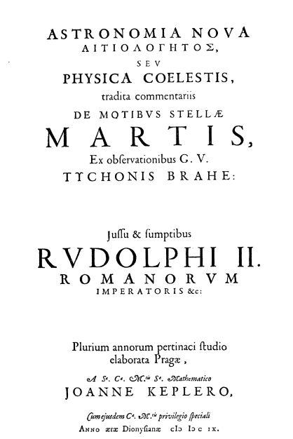 Astronomia Nova's original title page